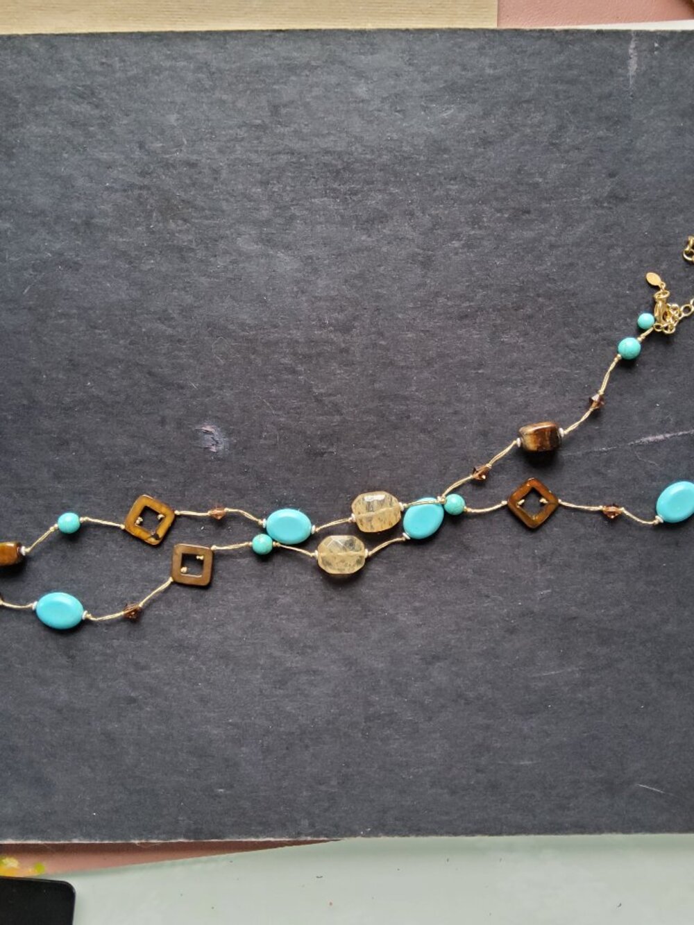 Premier Jewelry Boho Chic faux turquoise and bead necklace